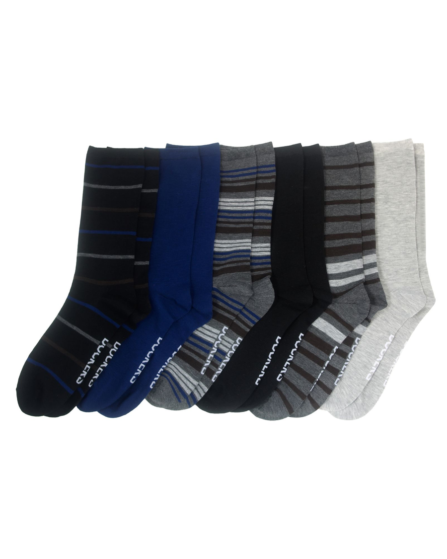 (image for) Chic Flat Knit Crew Socks with Embroidery, 6 Pack